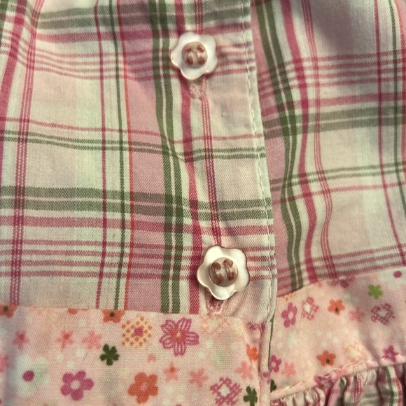 🍭Pink and olive Plaid size 2 Dress with Flower Accent - Picture 9 of 9
